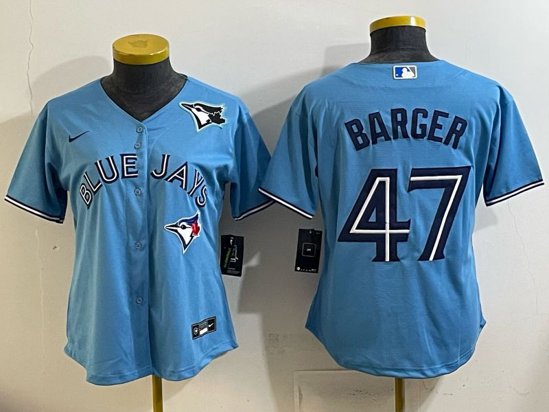 Women 2025 Nike Toronto Blue Jays #47 Barger Light Blue Game MLB Jersey 02